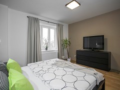 Vorhänge in dem Schlafzimmer