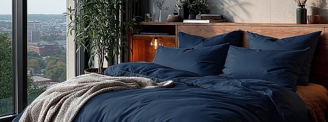 Bettwäsche aus ägyptischer Baumwolle: Marine-Ton für ein ruhiges Schlafzimmer